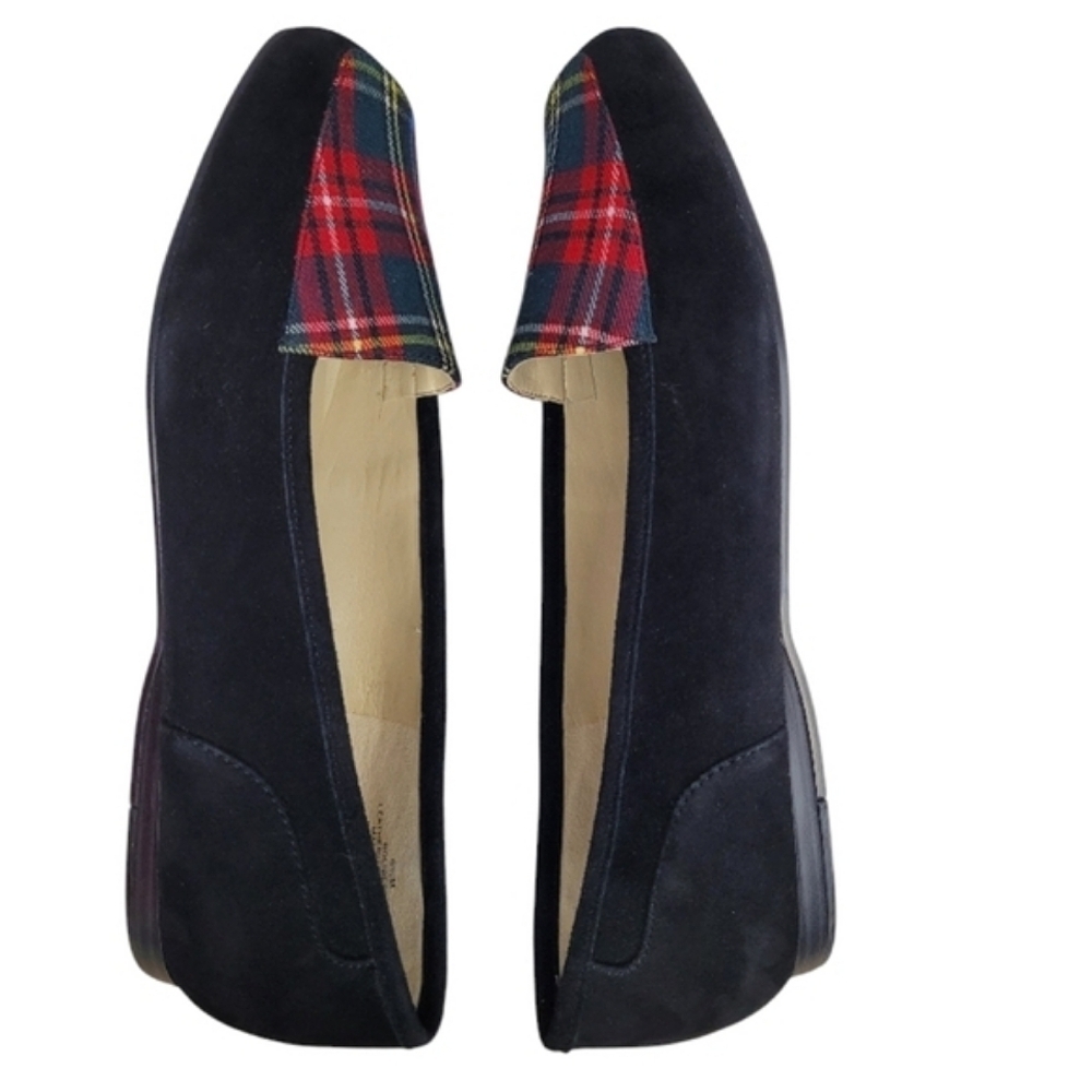 BANDOLINO Liberty  Women's Black Suede Leather Plaid Loafer Flat Shoes - Picture 5 of 9
